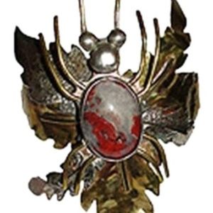 Brass Brutalist Red Jasper Bug Bracelet